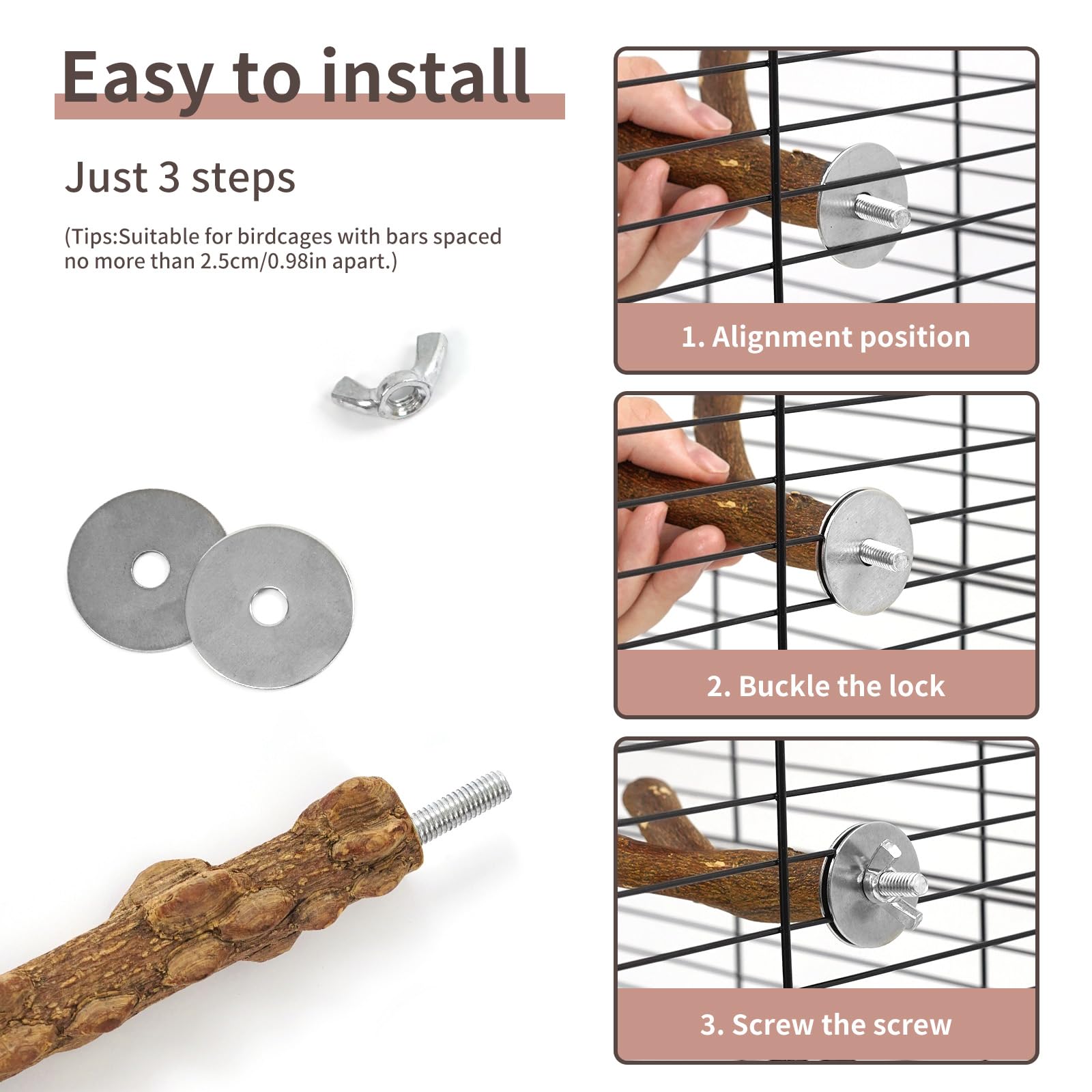 HPAWHOMEPART Bird Perches, 6pcs Natural Wood Birds Stand Branch, Bird Perch Chewing Stick Cage Accessories Parrot Climbing Stand